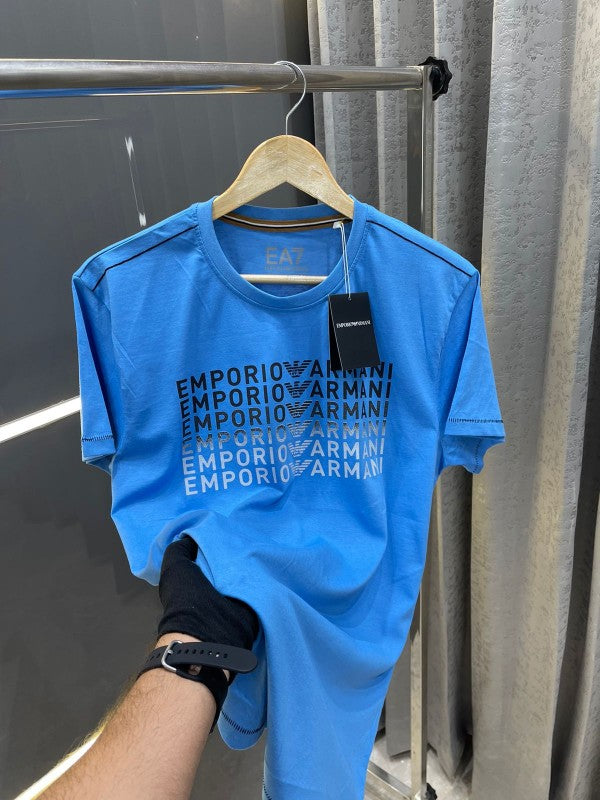 ARMANI BLUE PRINTED IMPORTED T-SHIRT