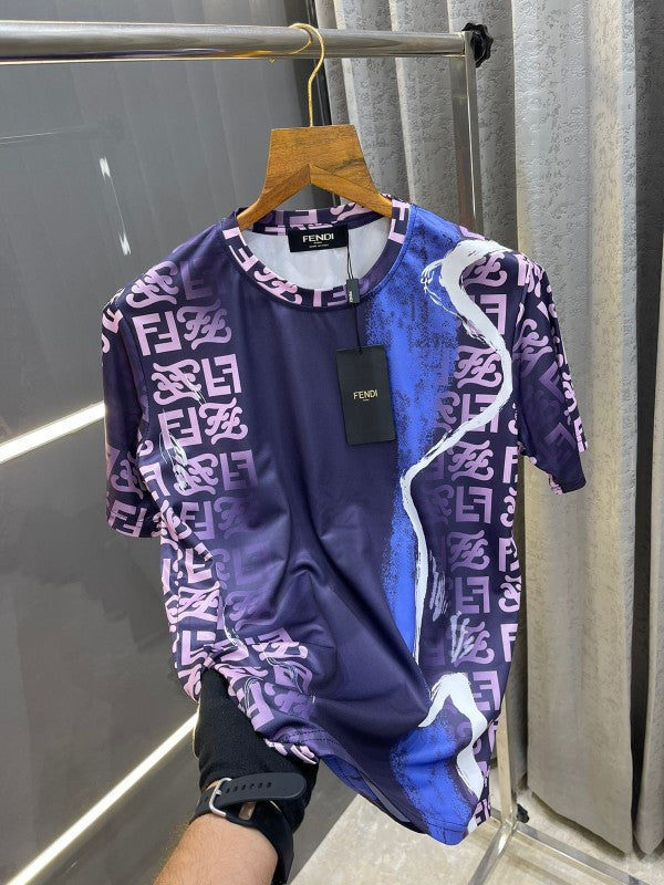 FENDI PURPLE MONOGRAM PRINT PREMIUM T-SHIRT
