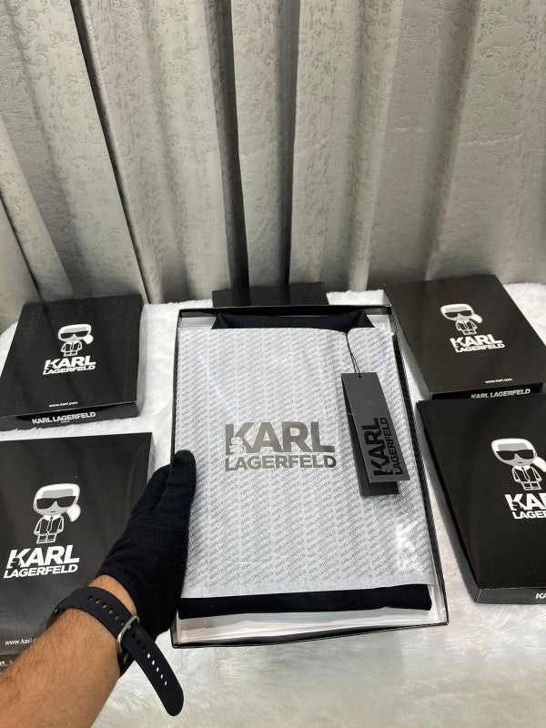 KARL LAGERFELD AIRFORCE BLUE PRINTED IMPORTED POLO T-SHIRT WITH BRAND BOX