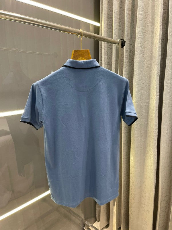 KARL LAGERFELD AIRFORCE BLUE PRINTED IMPORTED POLO T-SHIRT WITH BRAND BOX