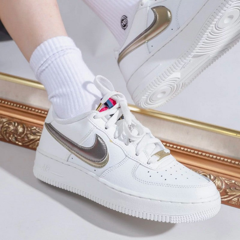 ..Nik ee Airforce 1 low double swoosh silver gold 221