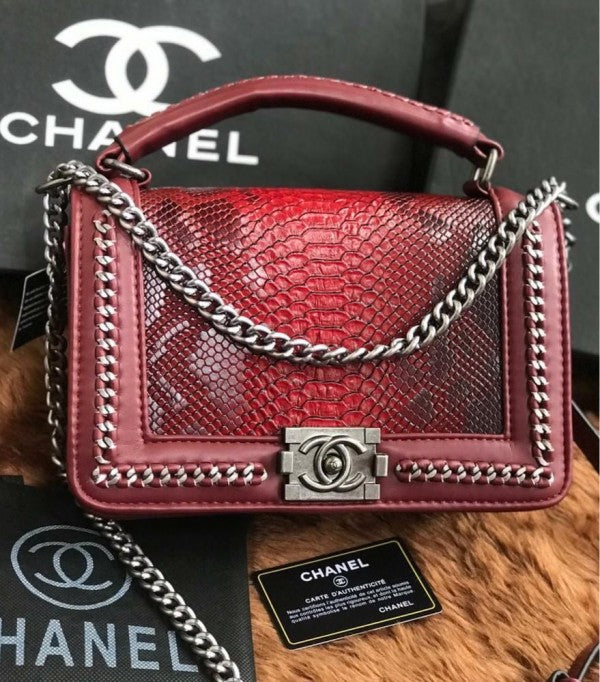 boy bag top handle lepord skin premium bag with flap box eddition (CH 1105)