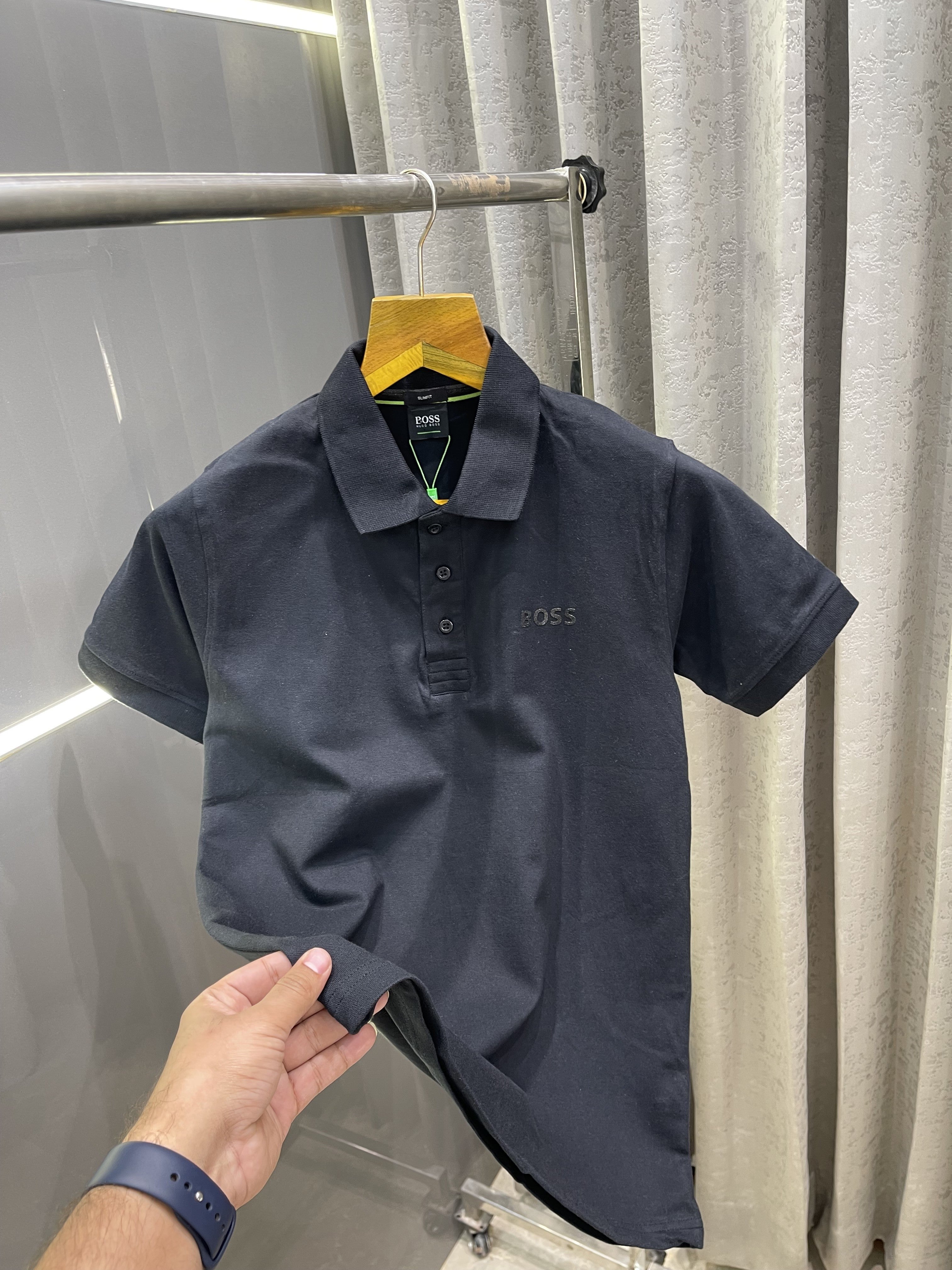 BOSS BLACK PRINTED PREMIUM POLO T-SHIRT