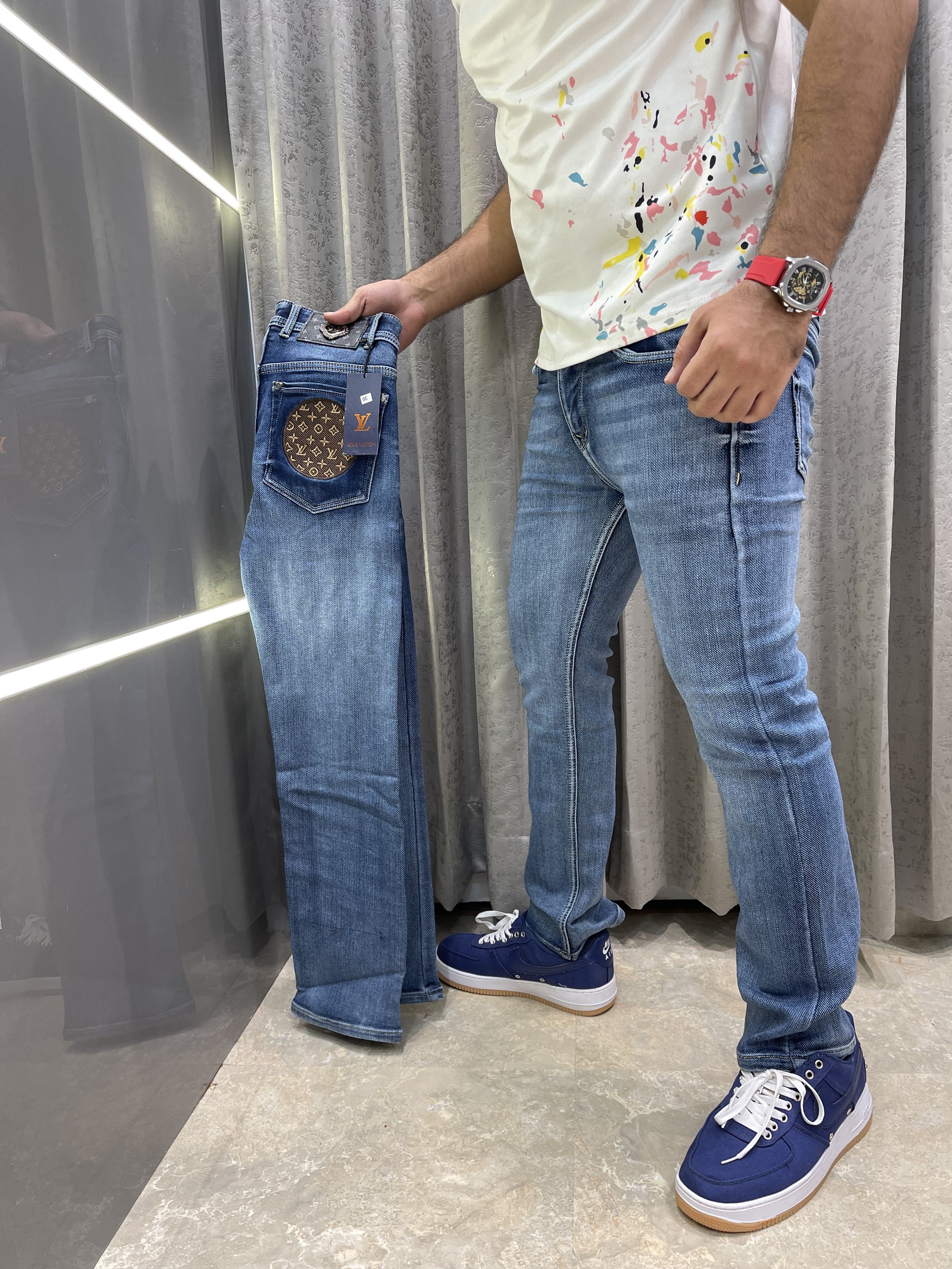 Big sale LOUIS VUITTO N MID BLUE MONOGRAM PRITN PREMIUM DENIM