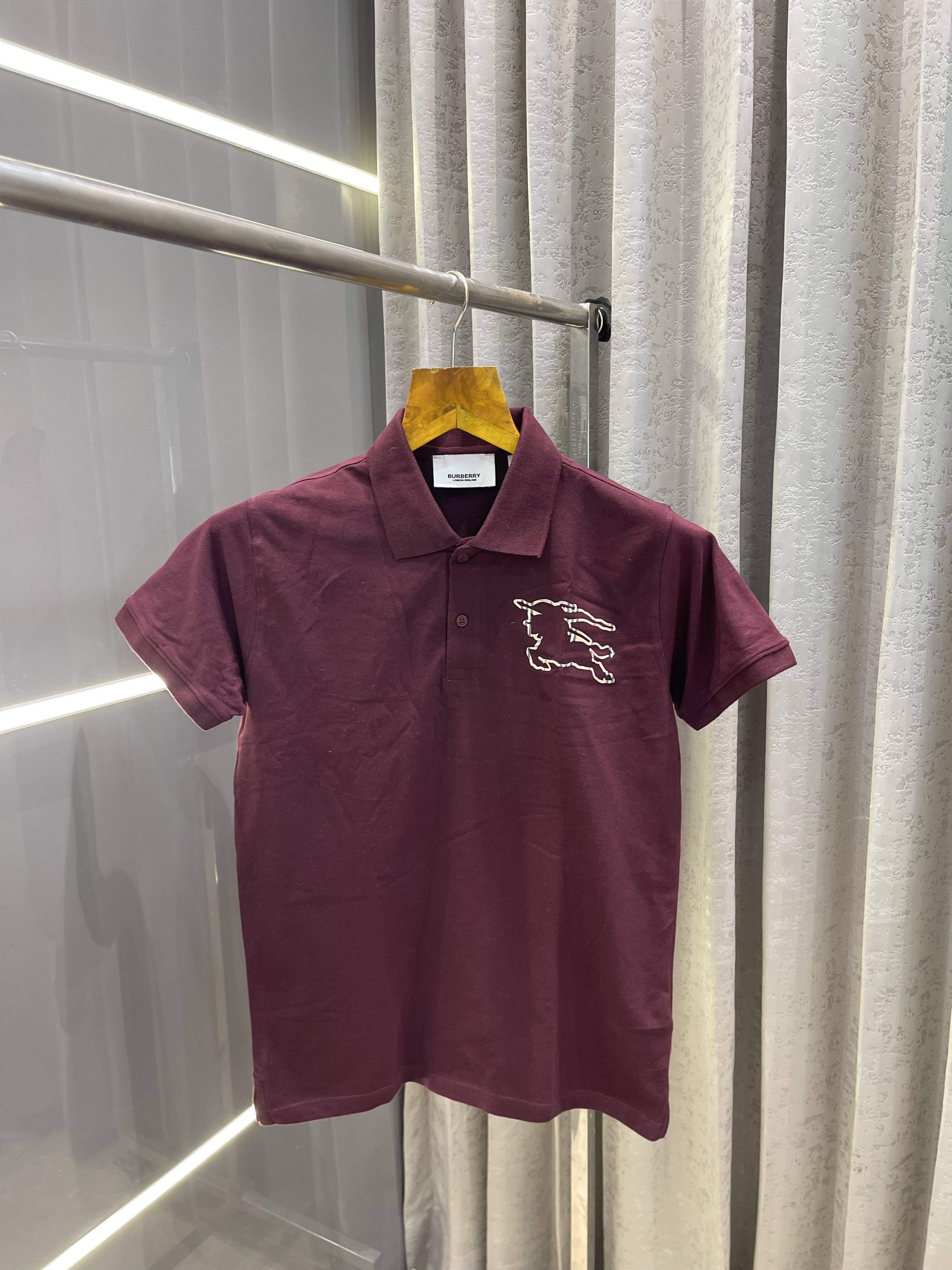 BURBERR.Y WINE PRINTED PREMIUM POLO T-SHIRT