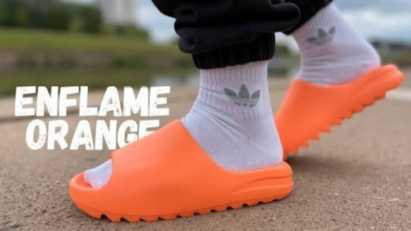 Adidass Yeezy Slide Enflame Orange with adidass blue box