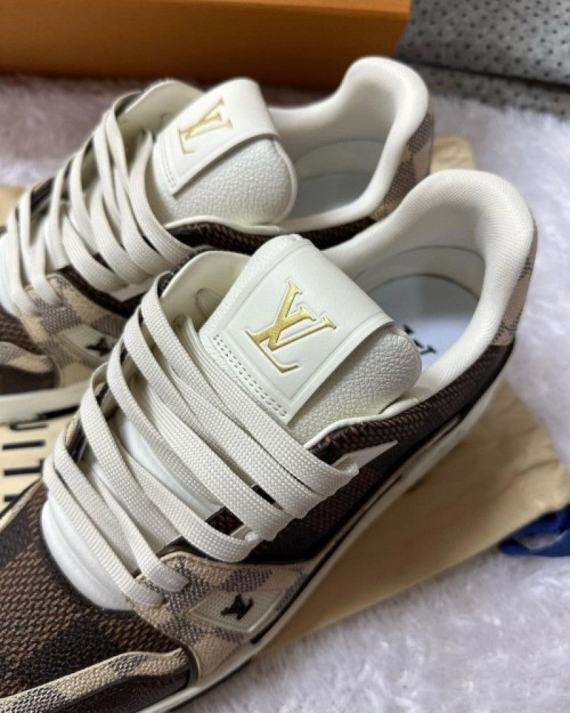 Loui ss vuitto n lv trainer sneaker checkered brown with full kit As3