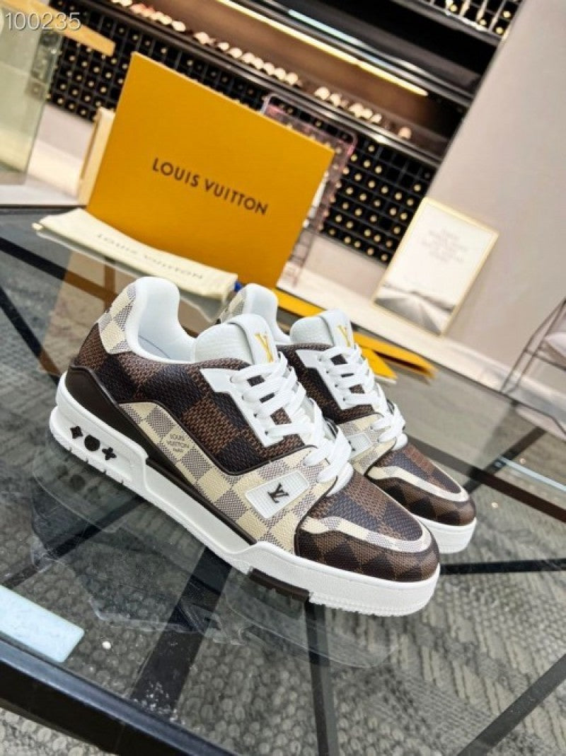 Loui ss vuitto n lv trainer sneaker checkered brown with full kit As3