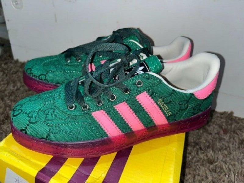 adidass x gazellee green pink fix