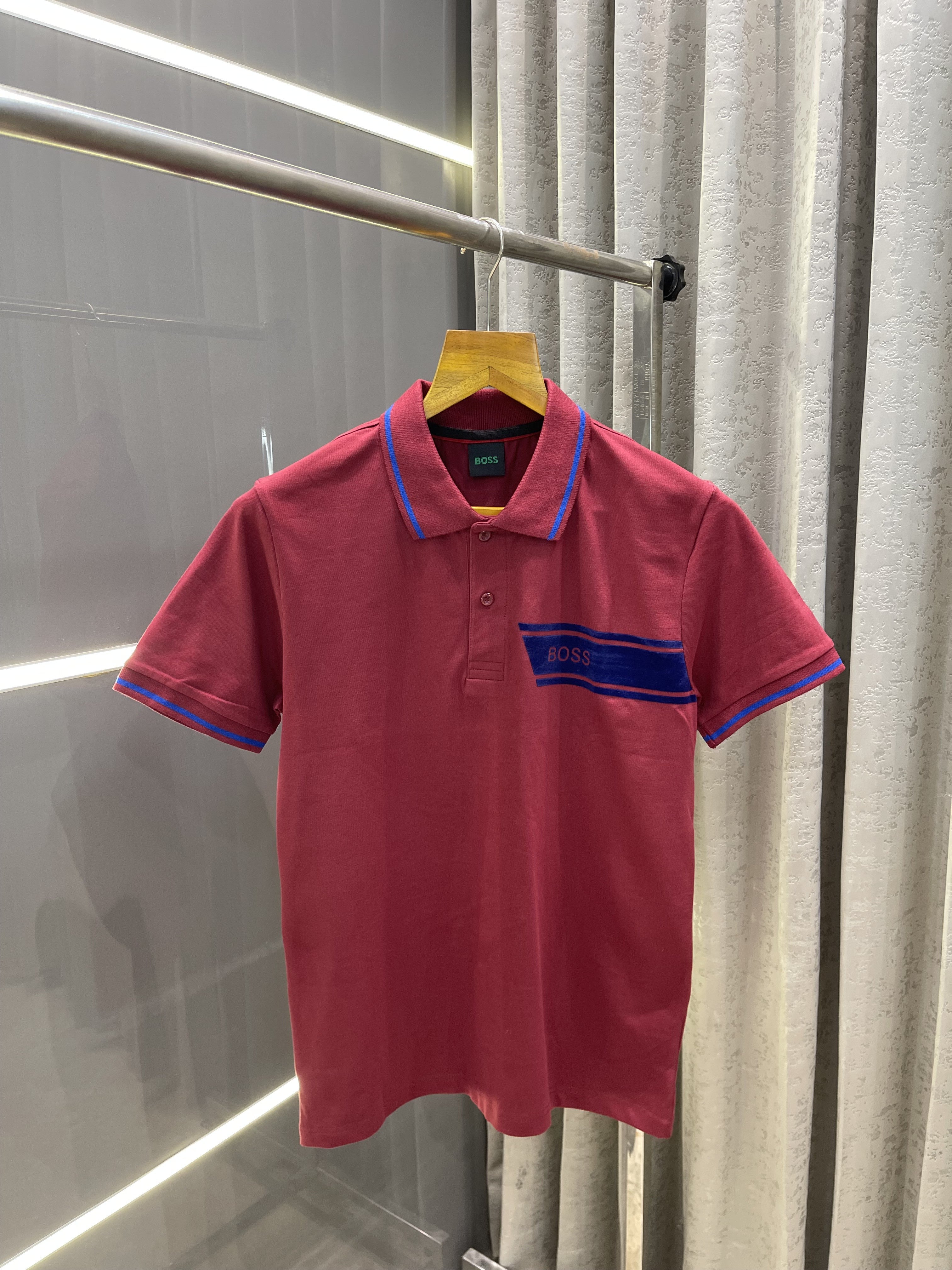 Big sale BOSS WINE PRINTED PREMIUM POLO T-SHIRT