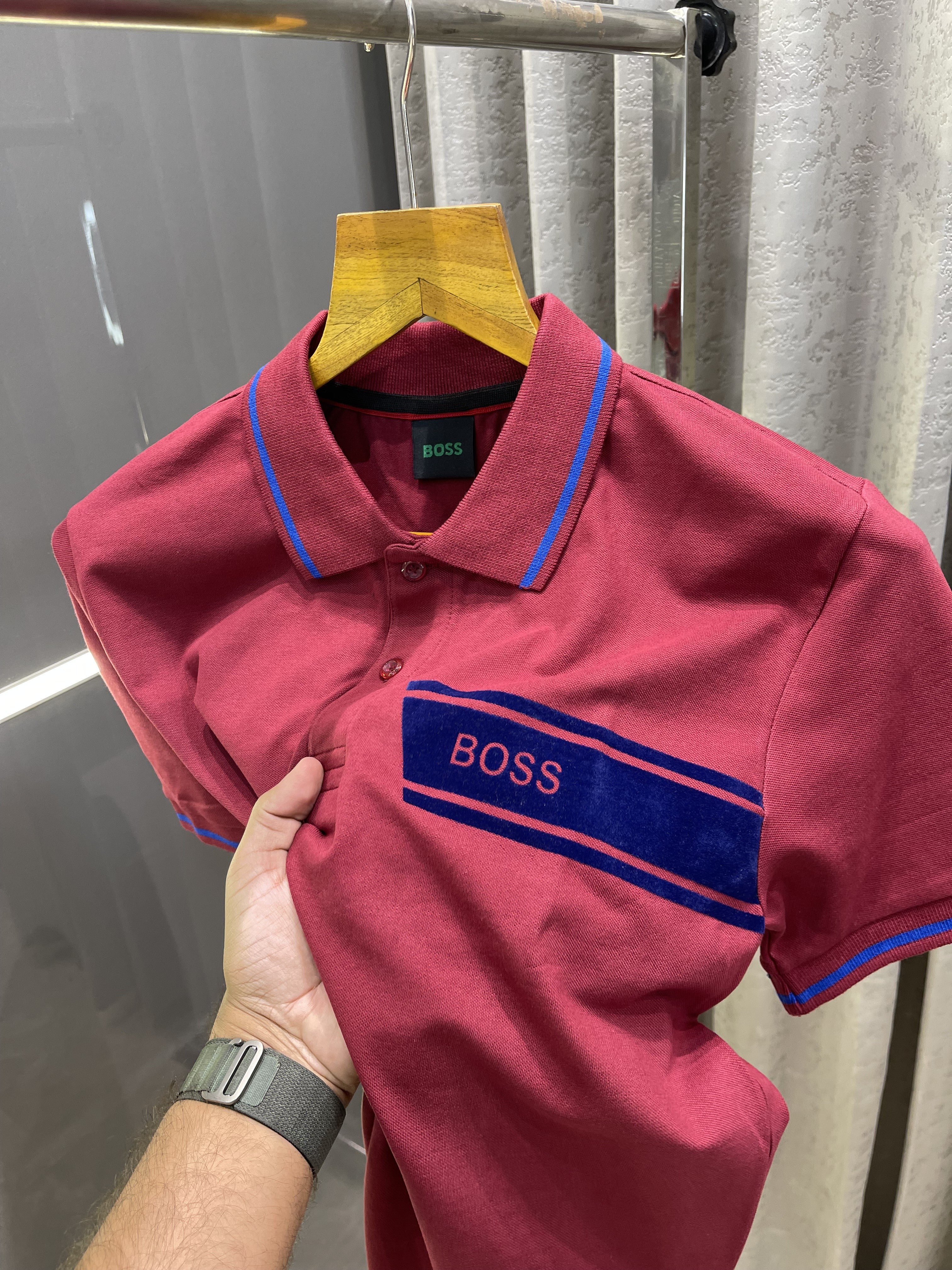 Big sale BOSS WINE PRINTED PREMIUM POLO T-SHIRT