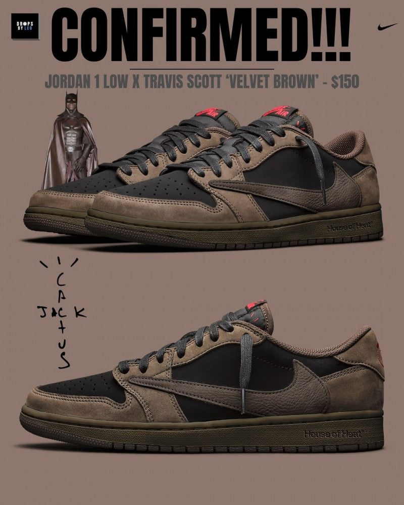 Jordan 1 Low X Travis Scott Velvet Brown Semi UA 167