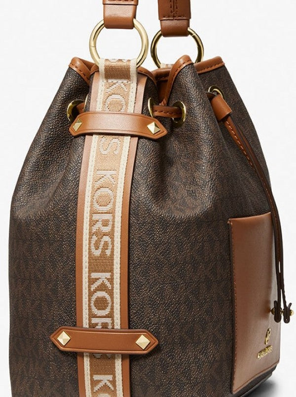 MICHAEL MICHAEL KORS MAEVE MEDIUM SIGNATURE LOGO BUCKET BAG 98