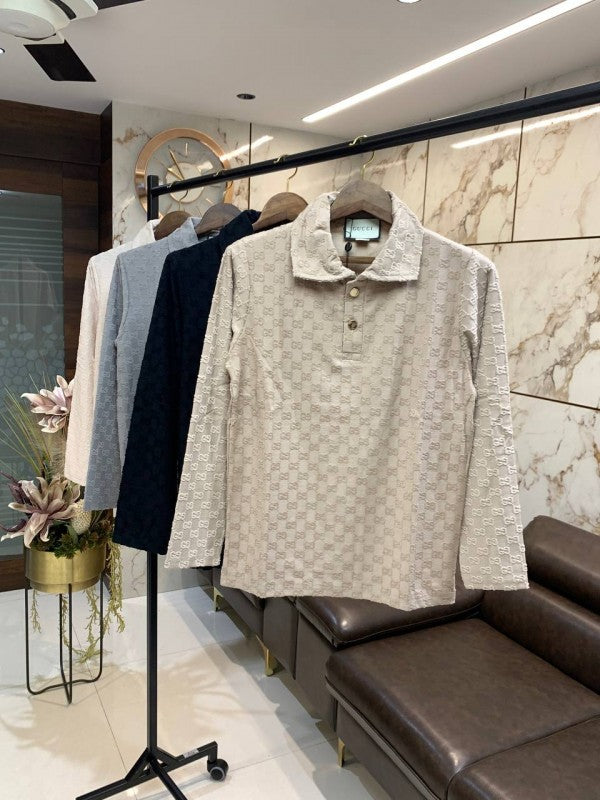 GUCC I MONOGRAM FULL SLEEVES POLO GRAY CC 131