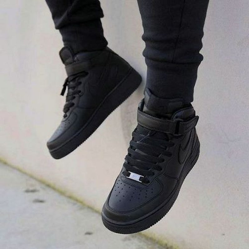 Nikee Airforce 1 Mid Leather All Black Fix