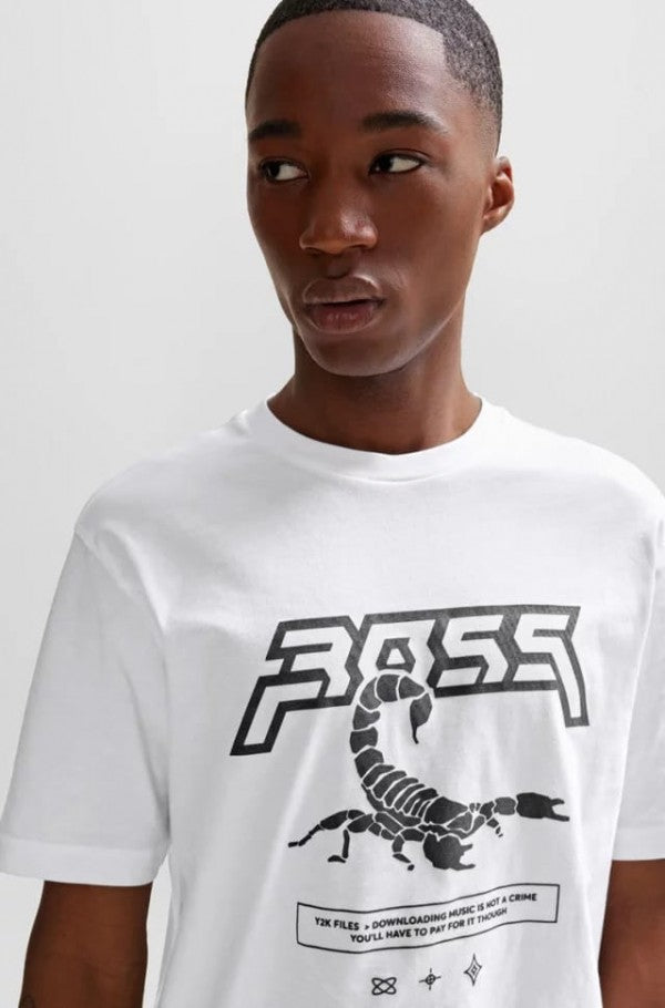 Sale Boss White Printed T-shirt