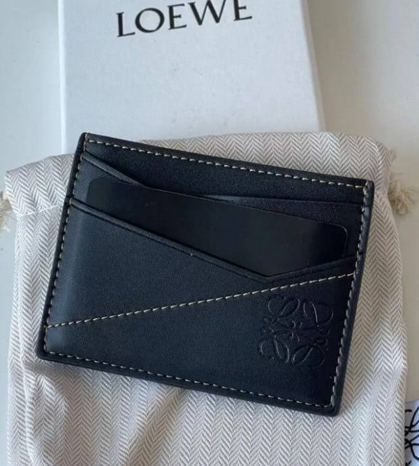 Loewe Premium Black Unisex Leather Card Holder With Original Box Dust Cover Packing