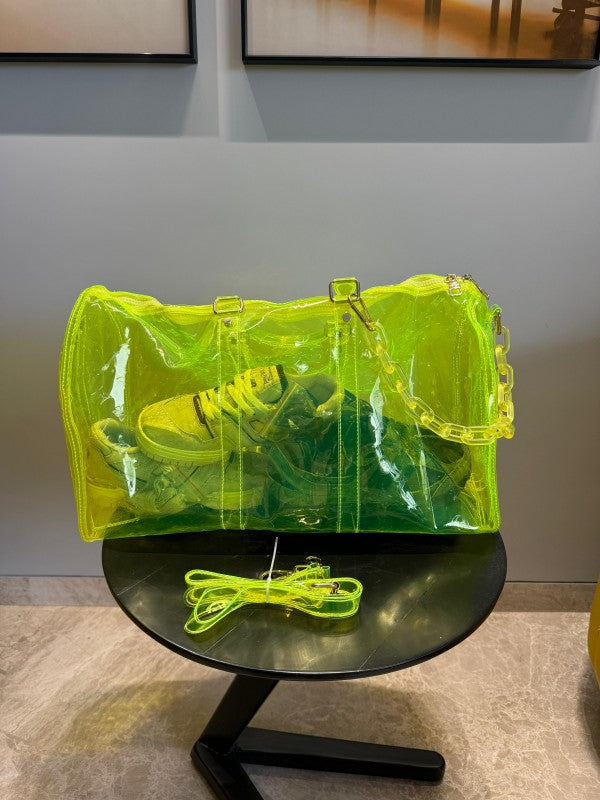 Louis  Vuitton  Keepall  Bandouliere  50  Neon  Transparent  Travel  Duffle  Bag  With  Dust  Bag  (L 810)