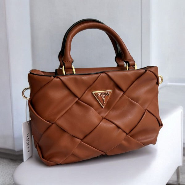 GUESS ZAINA MINI SATCHEL BROWN BAG WITH BOX