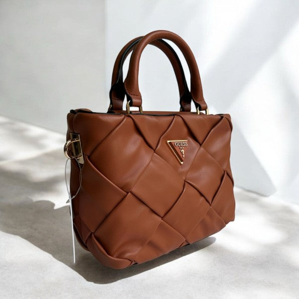 GUESS ZAINA MINI SATCHEL BROWN BAG WITH BOX