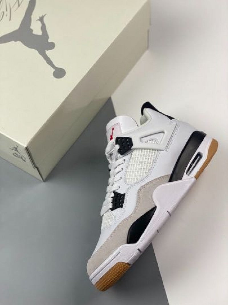 Nikee Air Jordan 4 SB White and Black Semi UA