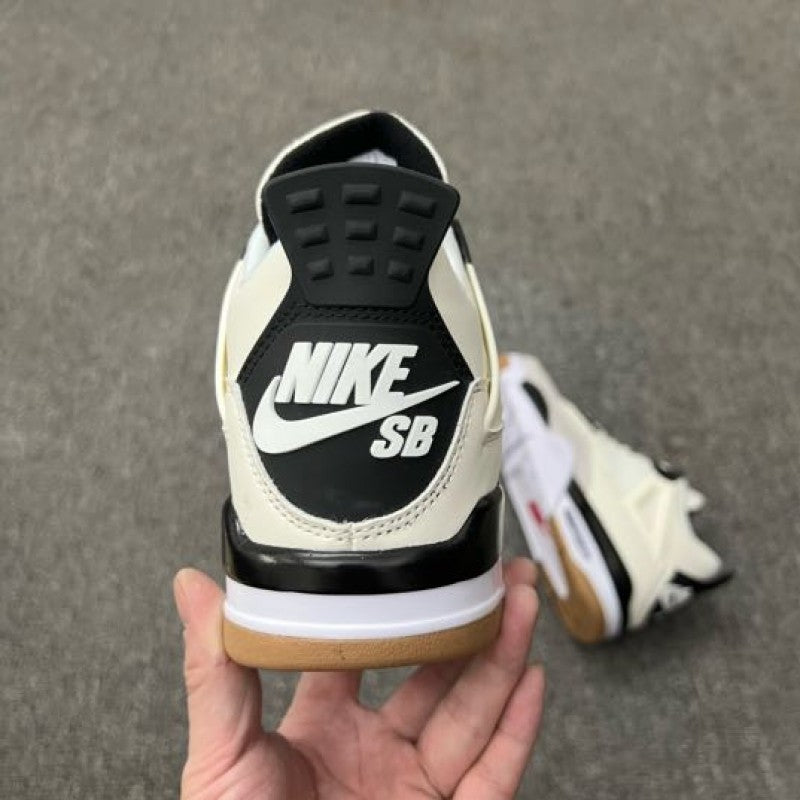 Nikee Air Jordan 4 SB White and Black Semi UA