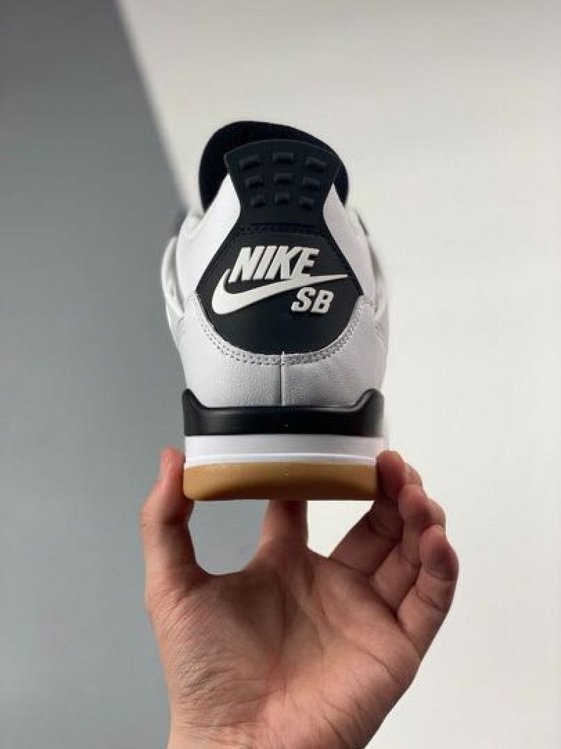 Nikee Air Jordan 4 SB White and Black Semi UA