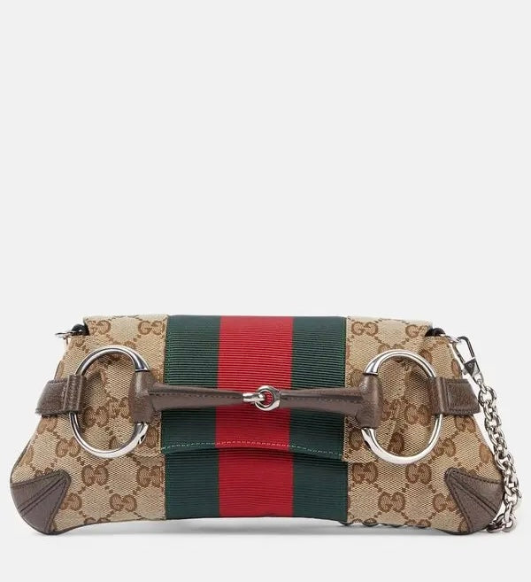 GUCC I Horsebit Small Gg Canvas Shoulder Bag With Red magnetic box 417