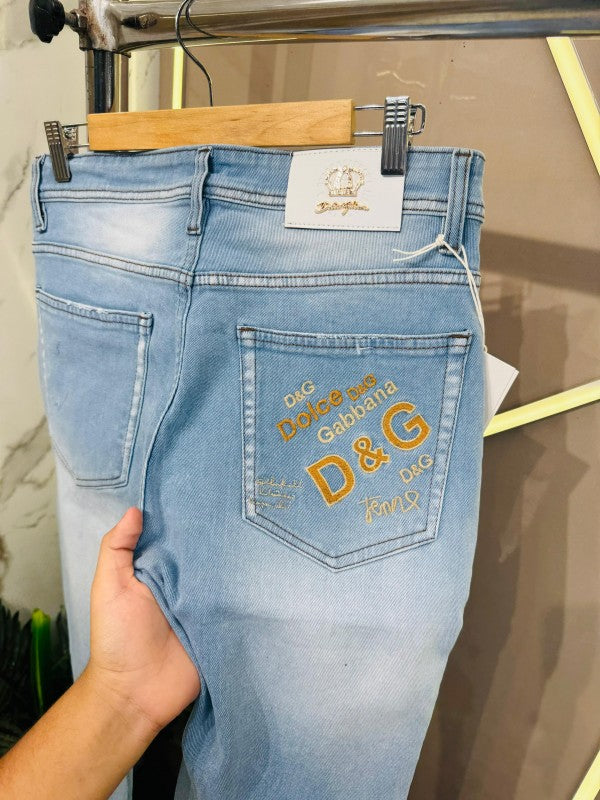 Sale DOLCE GABBANA IMPORTED BACK POCKET EMBROIDERY VERY PREMIUM STRAIGHT FIT DENIM JEANS