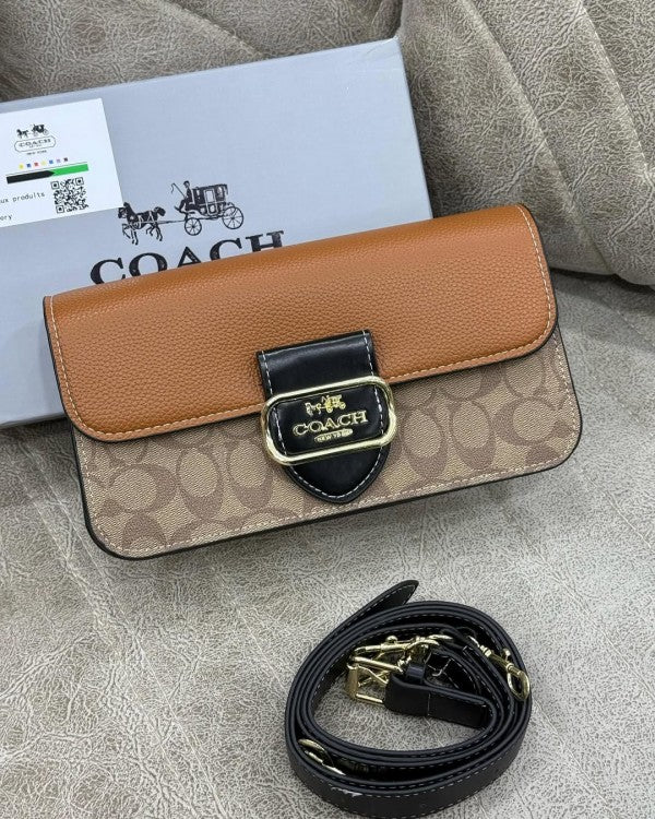Coach Morgan 27 Shoulder Bag With OG Box & Dust Bag (5710 Apricot Brown