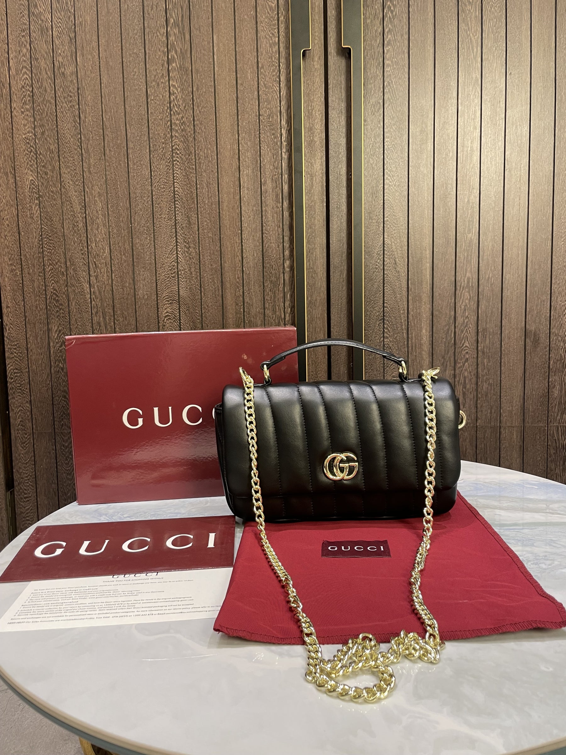 Gucc i GG Milano Mini leather tote bag with Red magnetic box 418