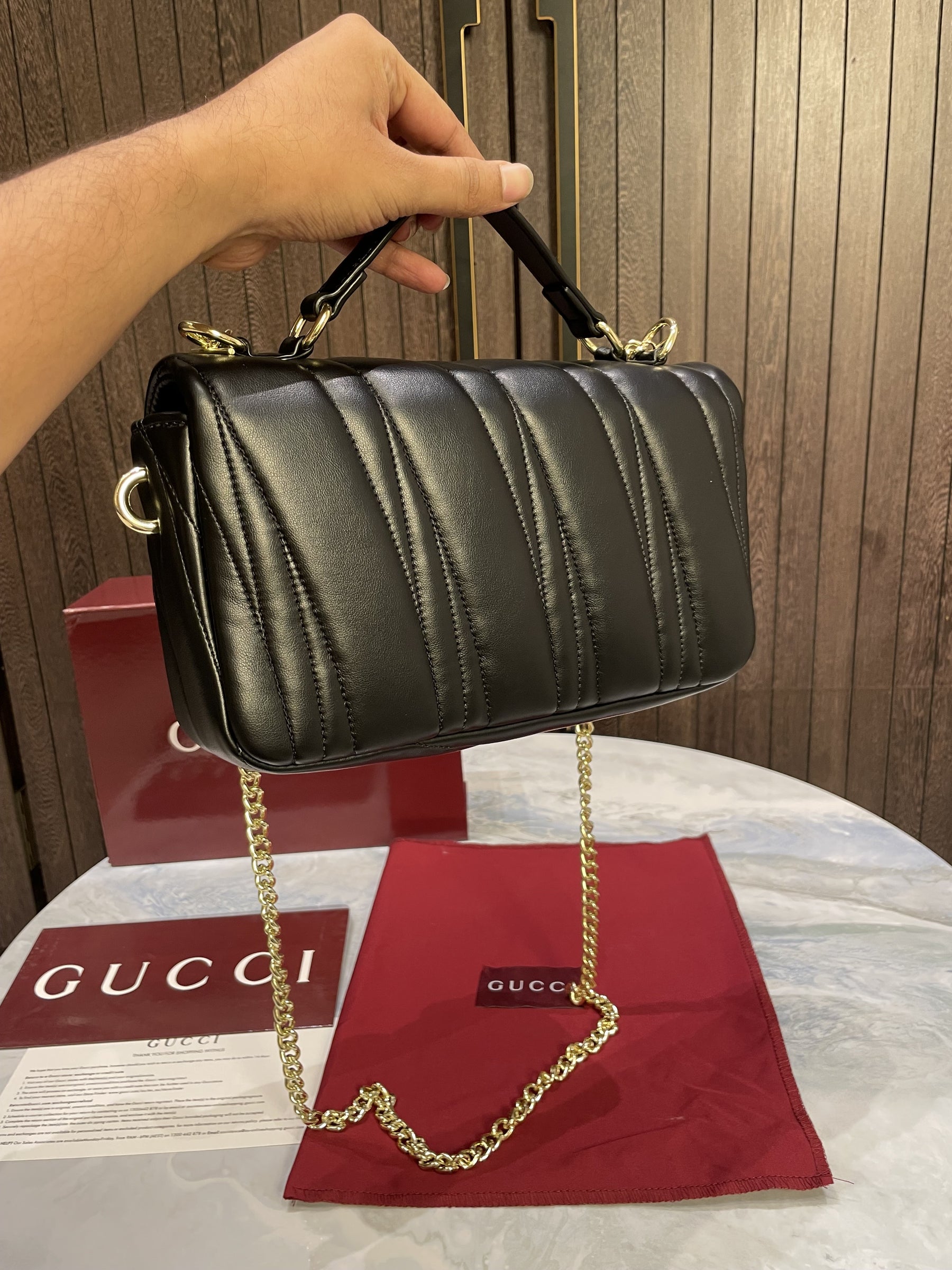 Gucc i GG Milano Mini leather tote bag with Red magnetic box 418