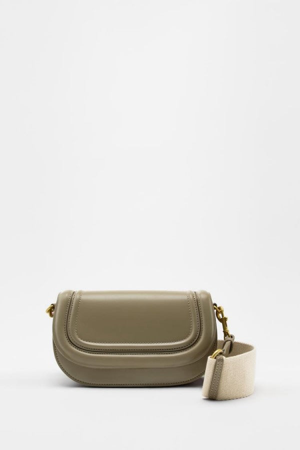 Zara saddle canvas broad strap crossbody bag with caryy bag(green)