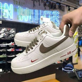 Airforc e 1 Mini red swoosh milk coffee Fix