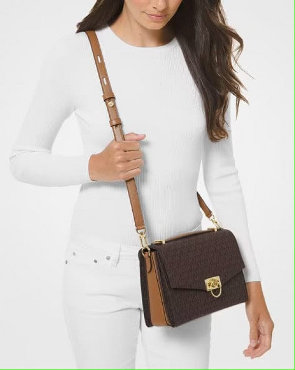 Michael Kors Hendrix Logo Cross Body Bag With Dust Bag (21009 Coffee Brown)