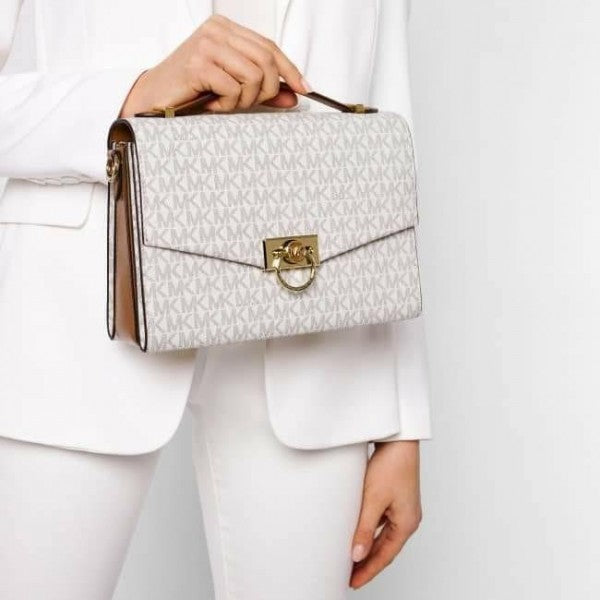 Michael Kors Hendrix Logo Cross Body Bag With & Dust Bag (3810 Beige Brown)