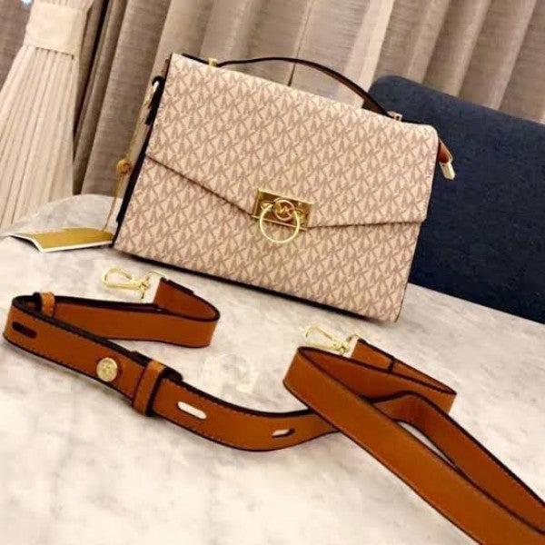 Michael Kors Hendrix Logo Cross Body Bag With & Dust Bag (3810 Beige Brown)