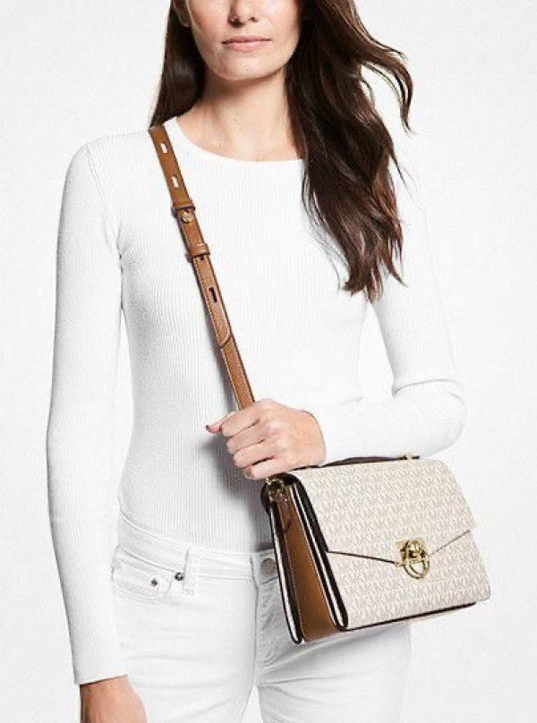 Michael Kors Hendrix Logo Cross Body Bag With & Dust Bag (3810 Beige Brown)