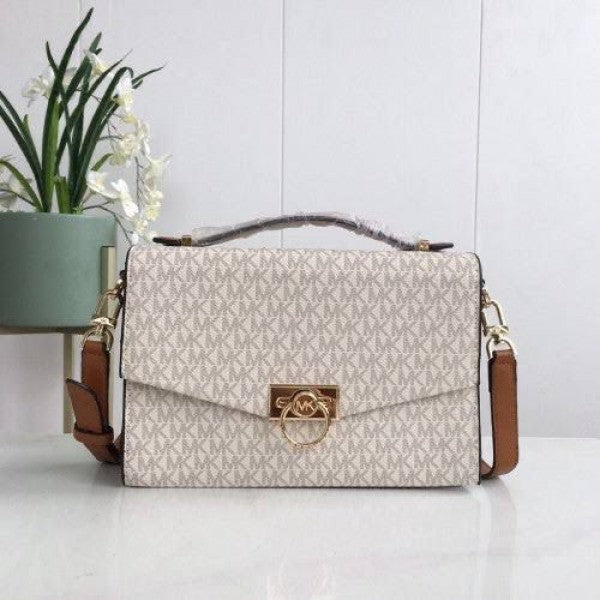 Michael Kors Hendrix Logo Cross Body Bag With & Dust Bag (3810 Beige Brown)
