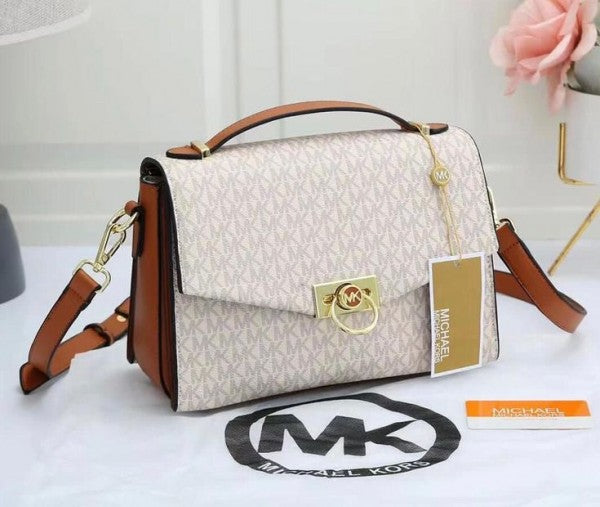 Michael Kors Hendrix Logo Cross Body Bag With & Dust Bag (3810 Beige Brown)