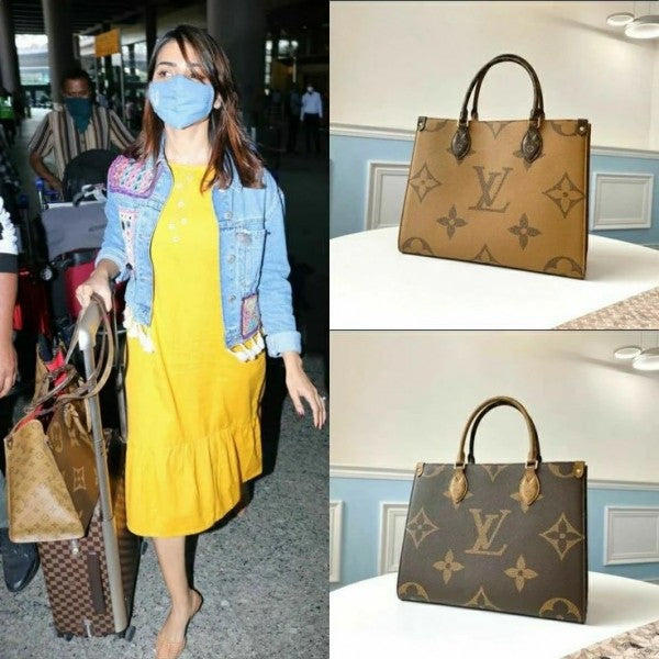 Louis Vuitton LV On The Go Monogram And Monogram Reverse Premium Leather Tote Bag With Dust Bag (Brown 43751)