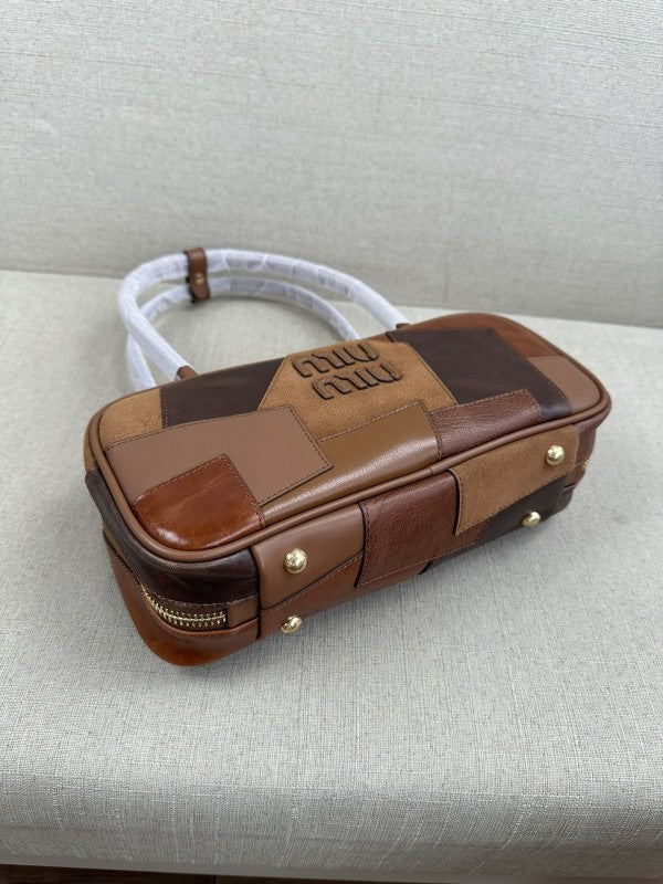 Miu Miu Versatile Long Handle Brown Leather Shoulder Bag With Dust Bag 502 Brown