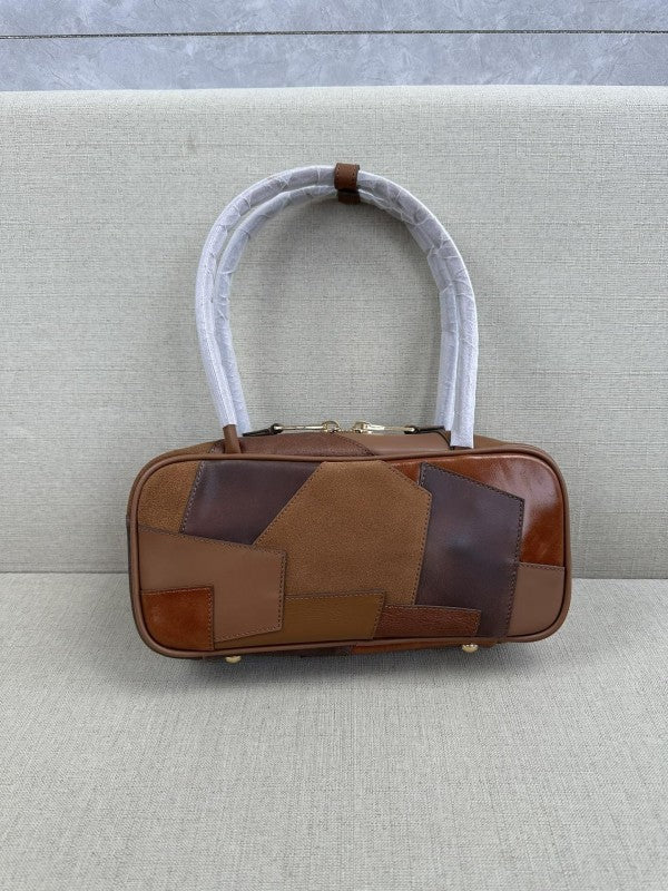 Miu Miu Versatile Long Handle Brown Leather Shoulder Bag With Dust Bag 502 Brown