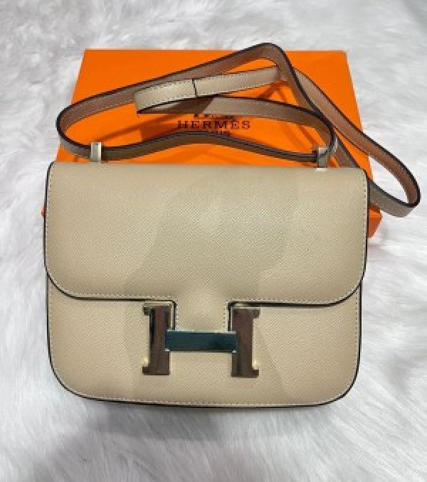 Hermes Constance Slim Epsom Vert With OG Box & Dust Bag (KG 19 Apricot)