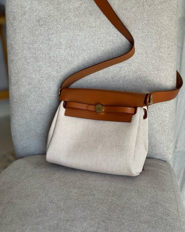 Hermes Herbag Zip 20 Noir Brown Canvas Bag With OG & Dust Bag 90