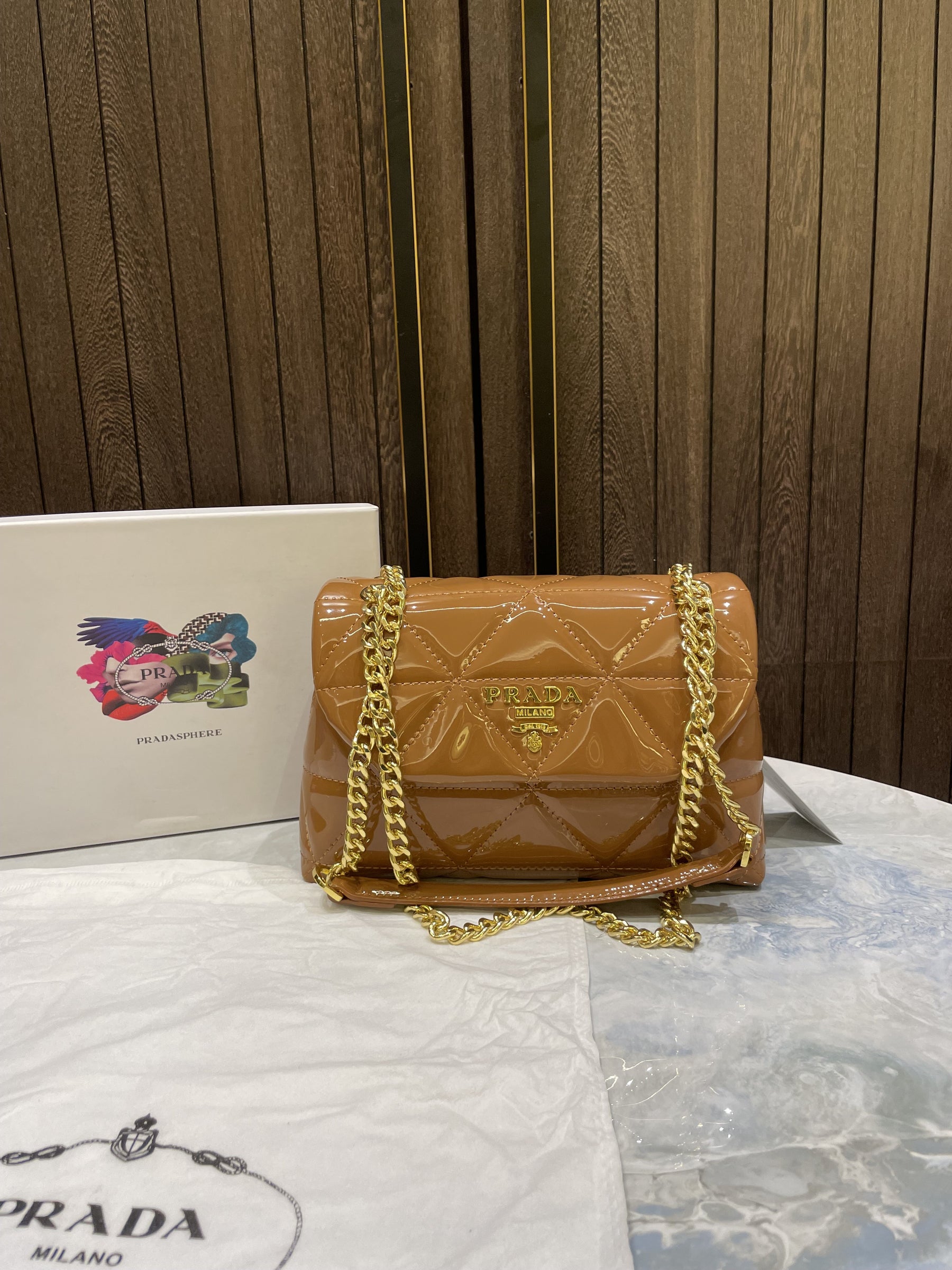 Prad a leather spectrum shoulder bag with box 413