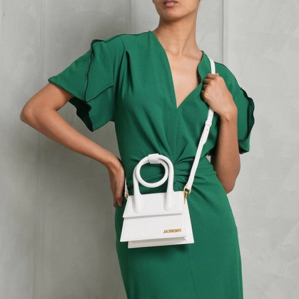 Jacquemus Le Chiquito Noeud Bag With OG Box Dust Bag & Extra Sling Belt (White 665)