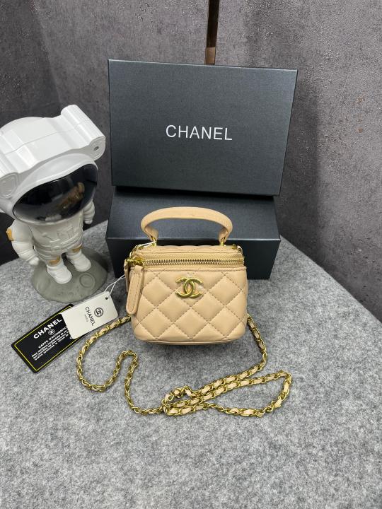 Chanel  Mini  Lambskin  Vanity  Bag  Apricot  With  OG  Box  &  Dust  Bag  75763 1  Apricot