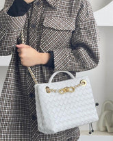 Bottega  Veneta  Andiamo  Small  Intrecciato Leather  Bag  Off  White  159