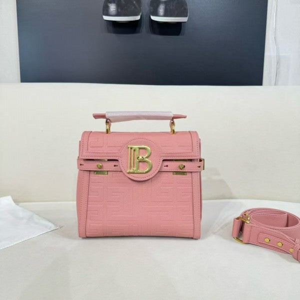 Balmain  B Buzz  23  Leather  Tote  Bag  With  OG  Box  &  Dust  Bag  Litchi  Grain  Pink